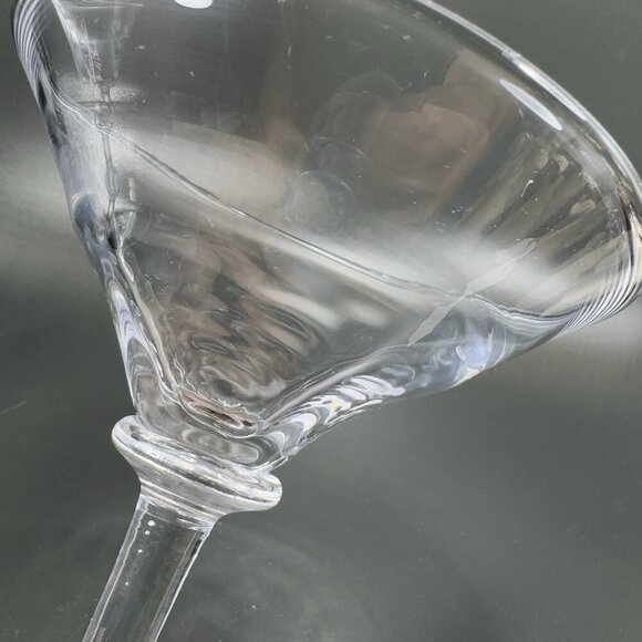 Simon Pearce Cavendish Clear Optic Blown Glass Martini Glasses Cups Set 2 Stems - Picture 5 of 16